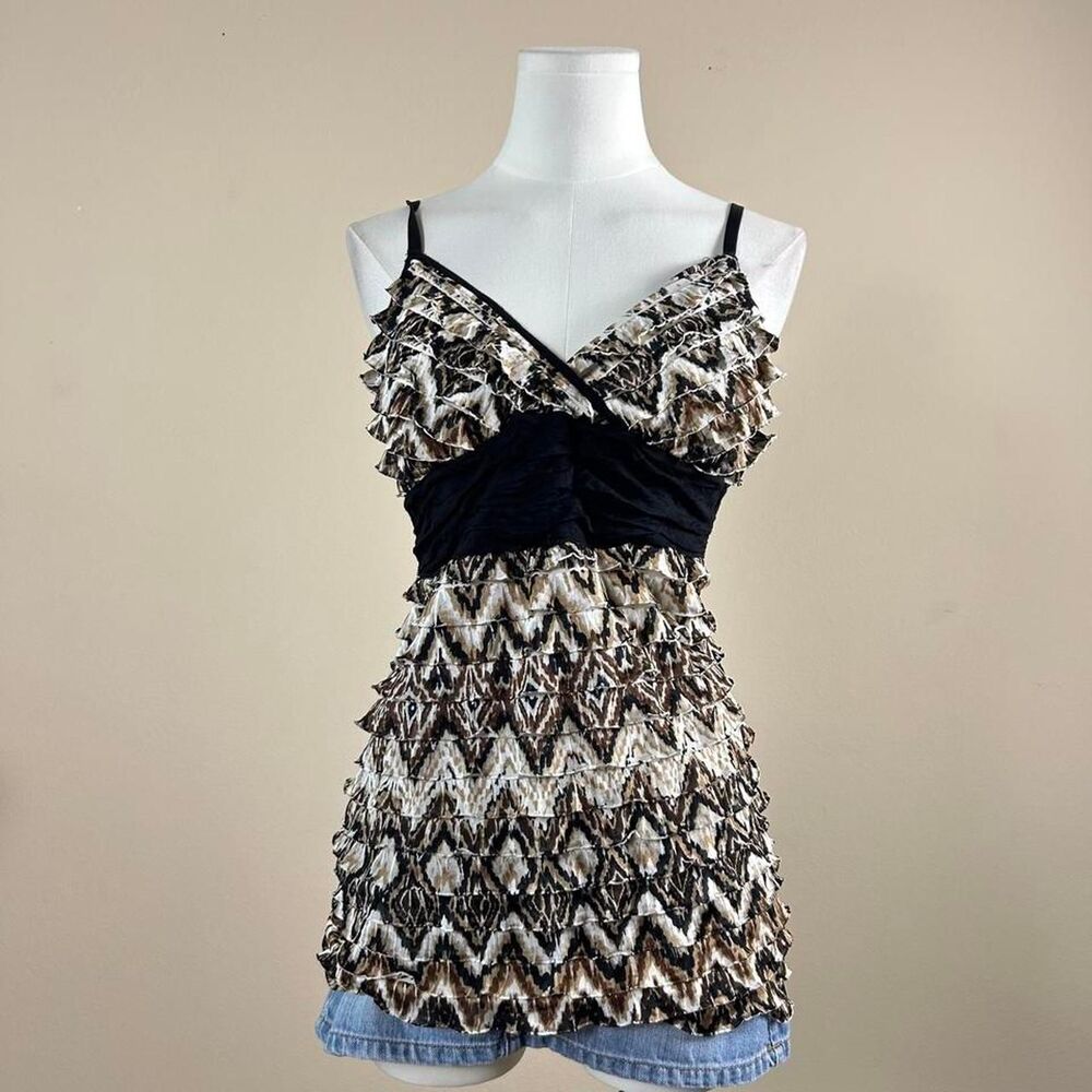 Cocomo Y2K Mcbling Leopard Ruffle Tank Top